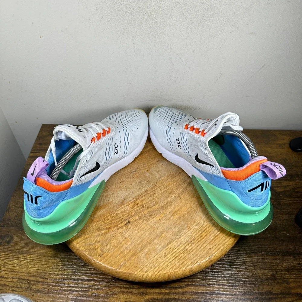 Nike Air Max 270 Running Shoes White Black Orange DX2347-100 Men's Size 11.5